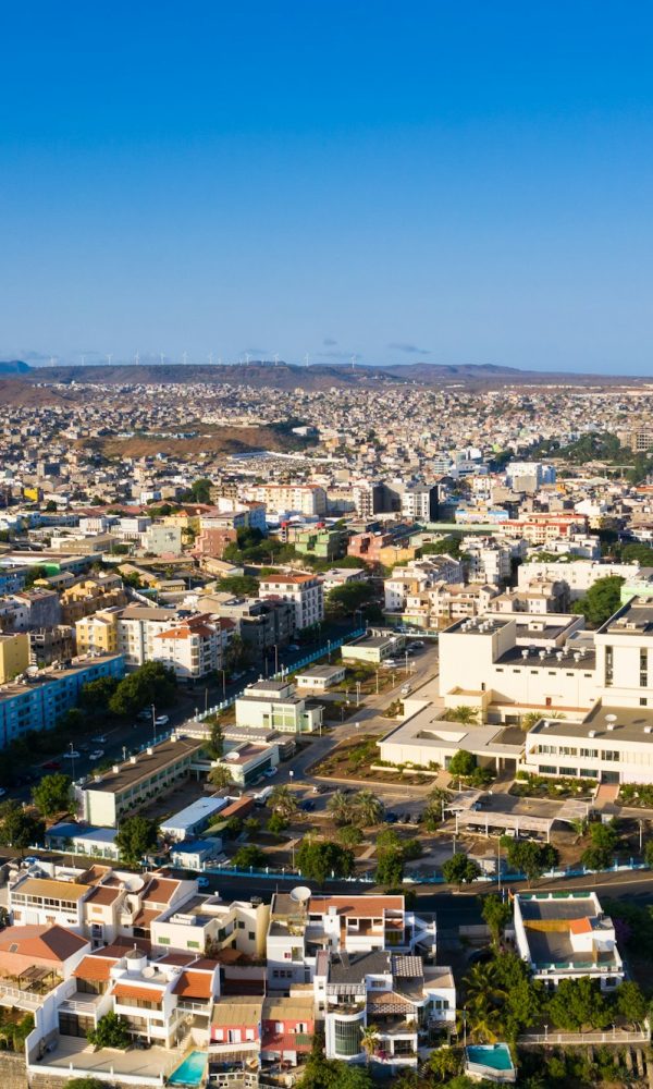 Aerial view of Praia city in Santiago - Capital of Cape Verde Islands - Cabo Verde